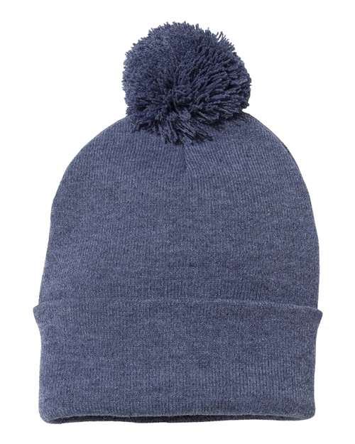 Sportsman 12" Pom - Pom Cuffed Beanie - Sportsman SP15 Heather Navy One Size Beanies