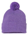 Sportsman 12" Pom - Pom Cuffed Beanie - Sportsman SP15 Heather Purple One Size Beanies