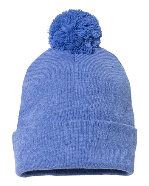 Sportsman 12" Pom - Pom Cuffed Beanie - Sportsman SP15 Heather Royal One Size Beanies