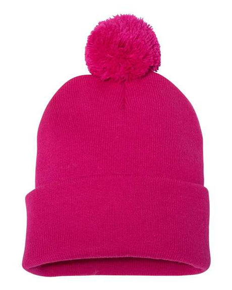 Sportsman 12" Pom - Pom Cuffed Beanie - Sportsman SP15 Neon Fuchsia One Size Beanies