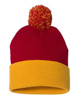 Sportsman 12" Pom - Pom Cuffed Beanie - Sportsman SP15 Red/ Gold One Size Beanies