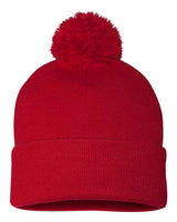 Sportsman 12" Pom - Pom Cuffed Beanie - Sportsman SP15 Red One Size Beanies