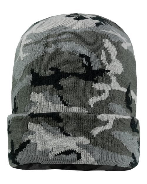 Sportsman 12" Solid Cuffed Beanie - Sportsman SP12 Grey Camo One Size Beanies