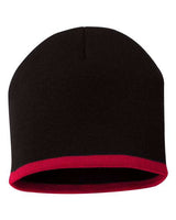 Sportsman 8" Bottom - Striped Beanie - Sportsman SP09 Black/ Red One Size Beanies
