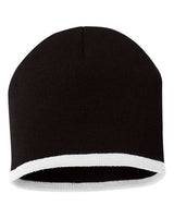 Sportsman 8" Bottom - Striped Beanie - Sportsman SP09 Black/ White One Size Beanies