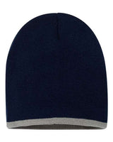 Sportsman 8" Bottom - Striped Beanie - Sportsman SP09 Navy/ Grey One Size Beanies