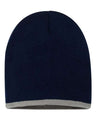 Sportsman 8" Bottom - Striped Beanie - Sportsman SP09 Navy/ Grey One Size Beanies