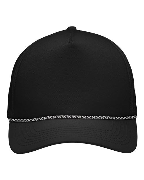 Sportsman Five - Panel Rope Heritage Fit Cap - Sportsman SP1300 Black Adjustable Hats