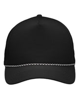 Sportsman Five - Panel Rope Heritage Fit Cap - Sportsman SP1300 Black Adjustable Hats