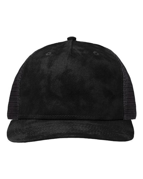 Sportsman Modern Five - Panel Trucker Fit Cap - Sportsman SP1550 Old Wash Black/ Black Adjustable Hats