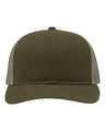 Sportsman Modern Six - Panel Trucker Fit Cap - Sportsman SP1650 Dark Olive Green/ Khaki Adjustable Hats