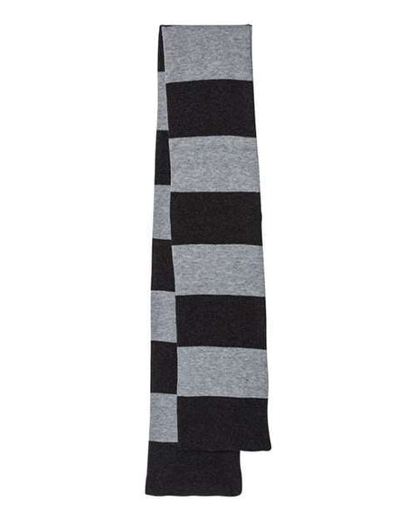 Sportsman Rugby - Striped Knit Scarf - Sportsman SP02 Heather Black/ Heather Grey One Size Accessories