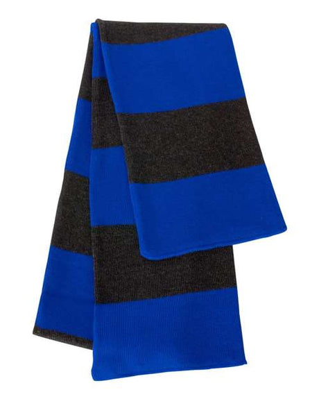 Sportsman Rugby - Striped Knit Scarf - Sportsman SP02 Royal/ Charcoal One Size Accessories