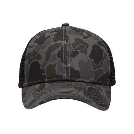 Sportsman Traditional Lo - Pro Mesh Back Trucker Fit Cap - Sportsman SP1450 Chino Black Duck Camo/ Black Adjustable Hats