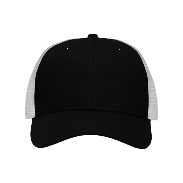 Sportsman Traditional Lo - Pro Mesh Back Trucker Fit Cap - Sportsman SP1450 Chino Black/ White Adjustable Hats
