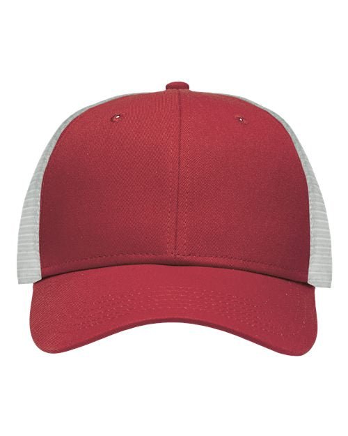 Sportsman Traditional Lo - Pro Mesh Back Trucker Fit Cap - Sportsman SP1450 Chino Cardinal/ White Adjustable Hats