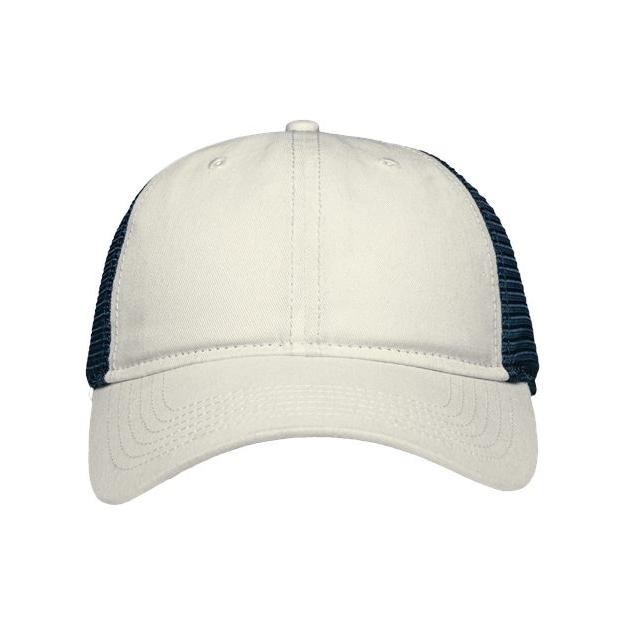 Sportsman Traditional Lo - Pro Mesh Back Trucker Fit Cap - Sportsman SP1450 Chino Stone/ Navy Adjustable Hats