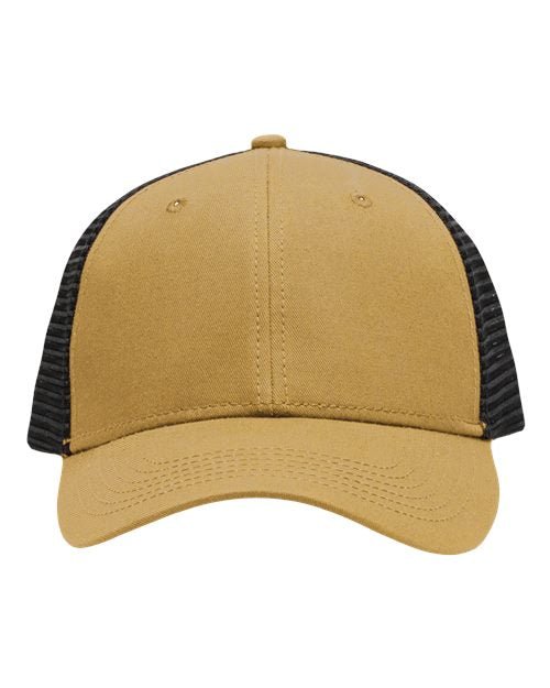 Sportsman Traditional Lo - Pro Mesh Back Trucker Fit Cap - Sportsman SP1450 Chino Vegas Gold/ Black Adjustable Hats