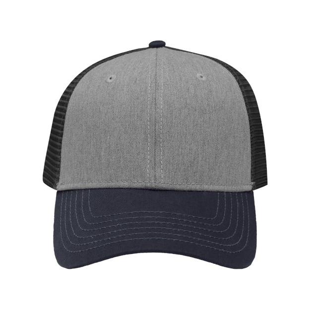 Sportsman Traditional Lo - Pro Mesh Back Trucker Fit Cap - Sportsman SP1450 Heather Grey/ Charcoal/ Navy Adjustable Hats