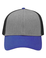 Sportsman Traditional Lo - Pro Mesh Back Trucker Fit Cap - Sportsman SP1450 Heather Grey/ Charcoal/ Royal Adjustable Hats