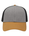 Sportsman Traditional Lo - Pro Mesh Back Trucker Fit Cap - Sportsman SP1450 Heather Grey/ Charcoal/ Vegas Gold Adjustable Hats