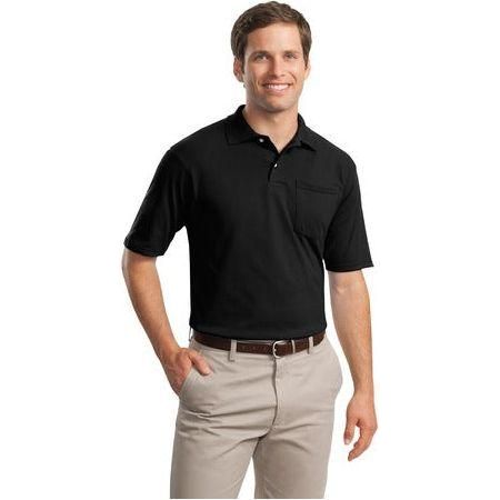 SpotShield™ 5.6 - Ounce Jersey Knit Sport Shirt with Pocket Black Small