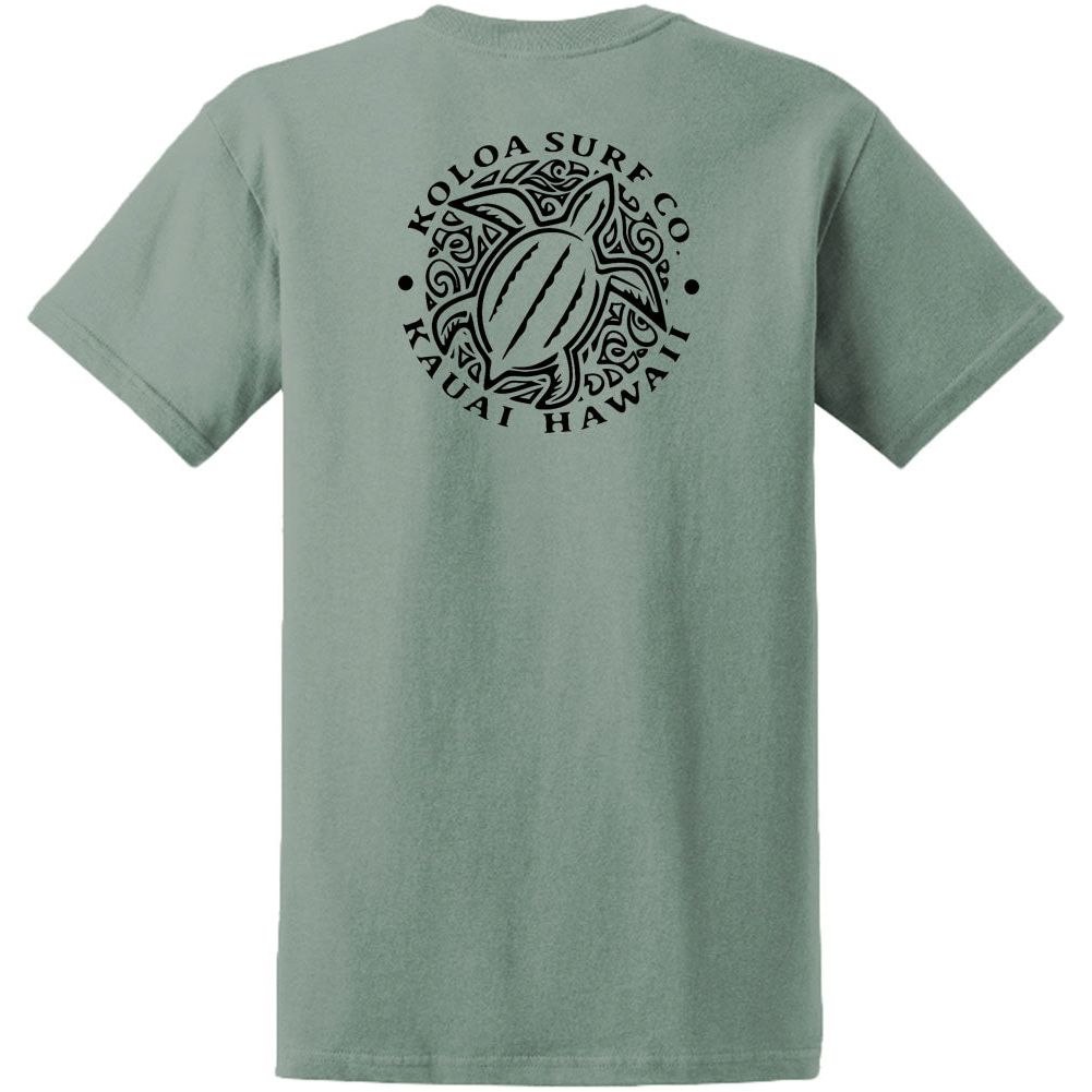 Koloa Surf Co. Hawaiian Honu Turtle Logo Cotton T-Shirts Koloa Surf Company Stone Green/ Black logo Small