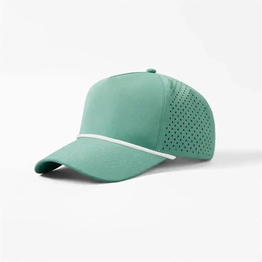 Joe's USA 5-Panel Rope Golf Hat | Water-Repellent Perforated Snapback Cap