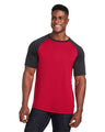 Team 365 Unisex Zone Colorblock Raglan T-Shirt - Team 365 TT62 Sport Red/ Black Heather XS