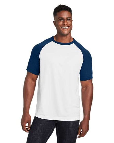 Team 365 Unisex Zone Colorblock Raglan T-Shirt - Team 365 TT62 White/ Sport Dark Navy Heather XS