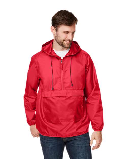 Team 365 Unisex Zone Protect Packable Anorak Jacket - Team 365 TT77 Sport Red XS Jackets