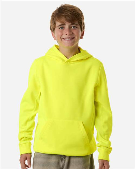 Team 365 Youth Squad Hooded Tech Fleece Pullover - Team 365 TT400Y Safety Yellow XS