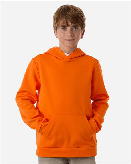 Team 365 Youth Squad Hooded Tech Fleece Pullover - Team 365 TT400Y Sport Orange XS