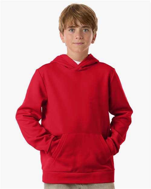 Team 365 Youth Squad Hooded Tech Fleece Pullover - Team 365 TT400Y Sport Red XS