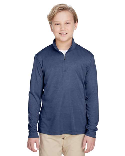 Team 365 Youth Zone Sonic Heather Performance Quarter - Zip Pullover - Team 365 TT31HY Sport Dark Navy Heather S