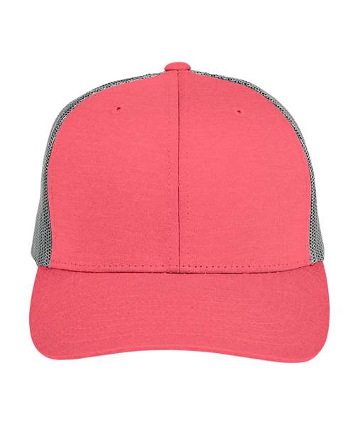 Team 365 Youth Zone Sonic Heather Trucker Cap - Team 365 TT802Y Sport Red Heather/ Sport Graphite One Size