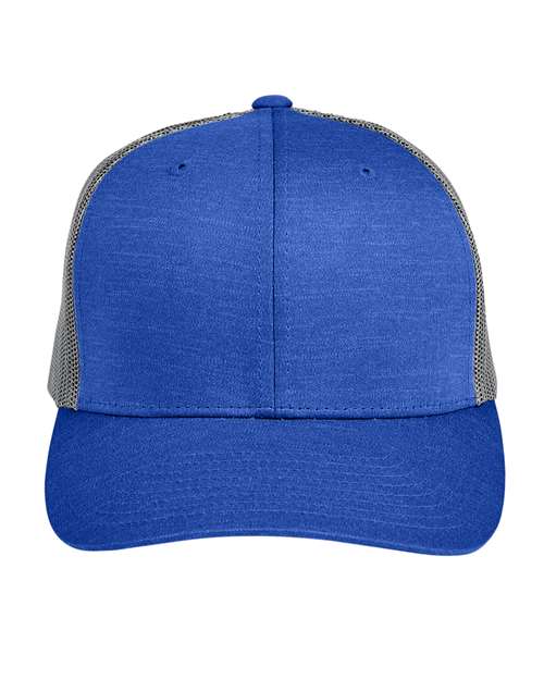 Team 365 Youth Zone Sonic Heather Trucker Cap - Team 365 TT802Y Sport Royal Heather/ Sport Graphite One Size