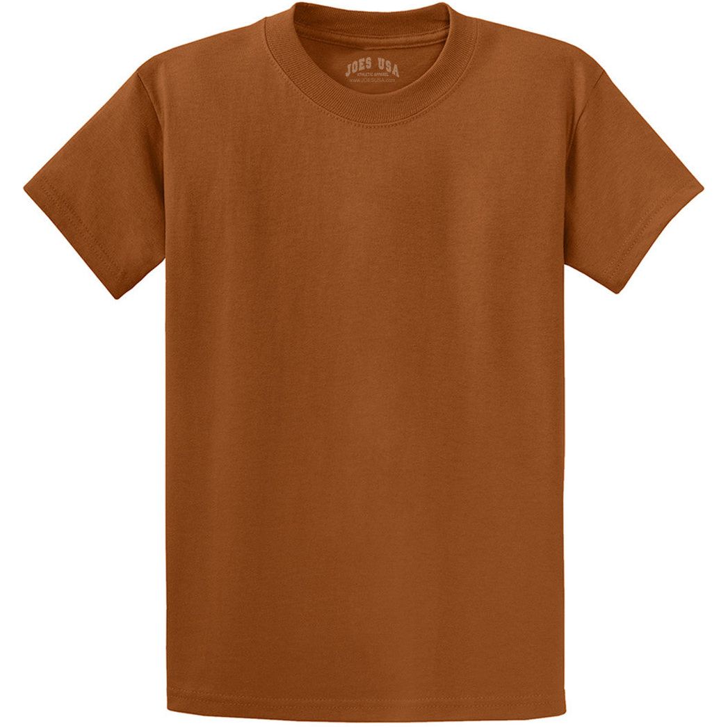 Men's Durable 100% Heavyweight Cotton T-Shirts in Regular, Big, and Tall Sizes Joe's USA Men's Apparel - Texas Orange