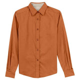 Ladies Long Sleeve Easy Care Shirt-TexasOrange/LightStone Joe's USA Texas Orange / Light Stone X-Small