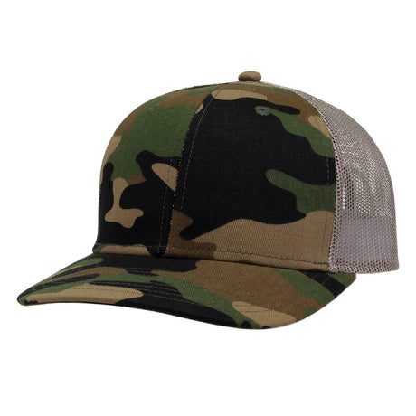 The Game - GB452C - Everyday Camo Trucker Hat WOODLAND/ KHAKI Adjustable Hats