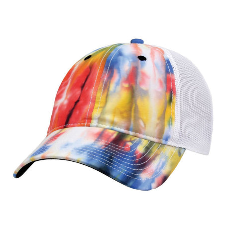 The Game - GB470 - Lido Tie Dyed Trucker Hat BLACK RAINBOW Adjustable Hats