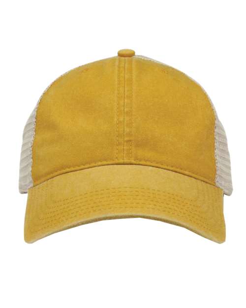 The Game Pigment - Dyed Trucker Cap - The Game GB460 Mustard Yellow/ Stone Adjustable
