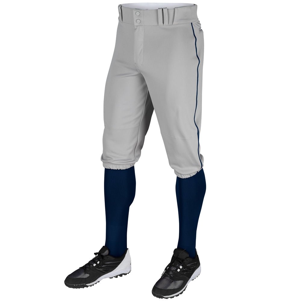TRIPLE CROWN KNICKER WITH BRAID | Champro BP101 GREY NAVY PIPE Youth X - Small Baseball Pants