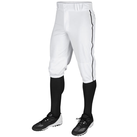 TRIPLE CROWN KNICKER WITH BRAID | Champro BP101 WHITE BLACK PIPE Youth X - Small Baseball Pants