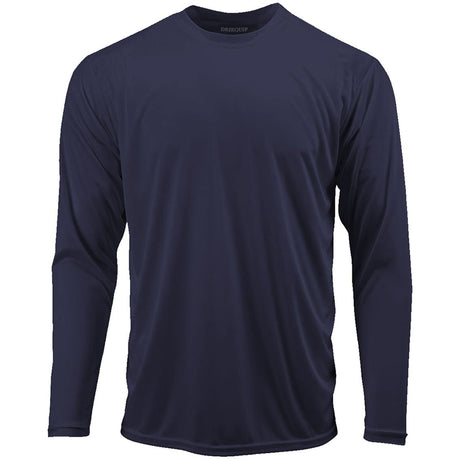 Mens Long Sleeve Moisture Wicking Athletic Shirts in Mens Sizes XS-4XL - Navy Activewear DRI-EQUIP Navy X-Small