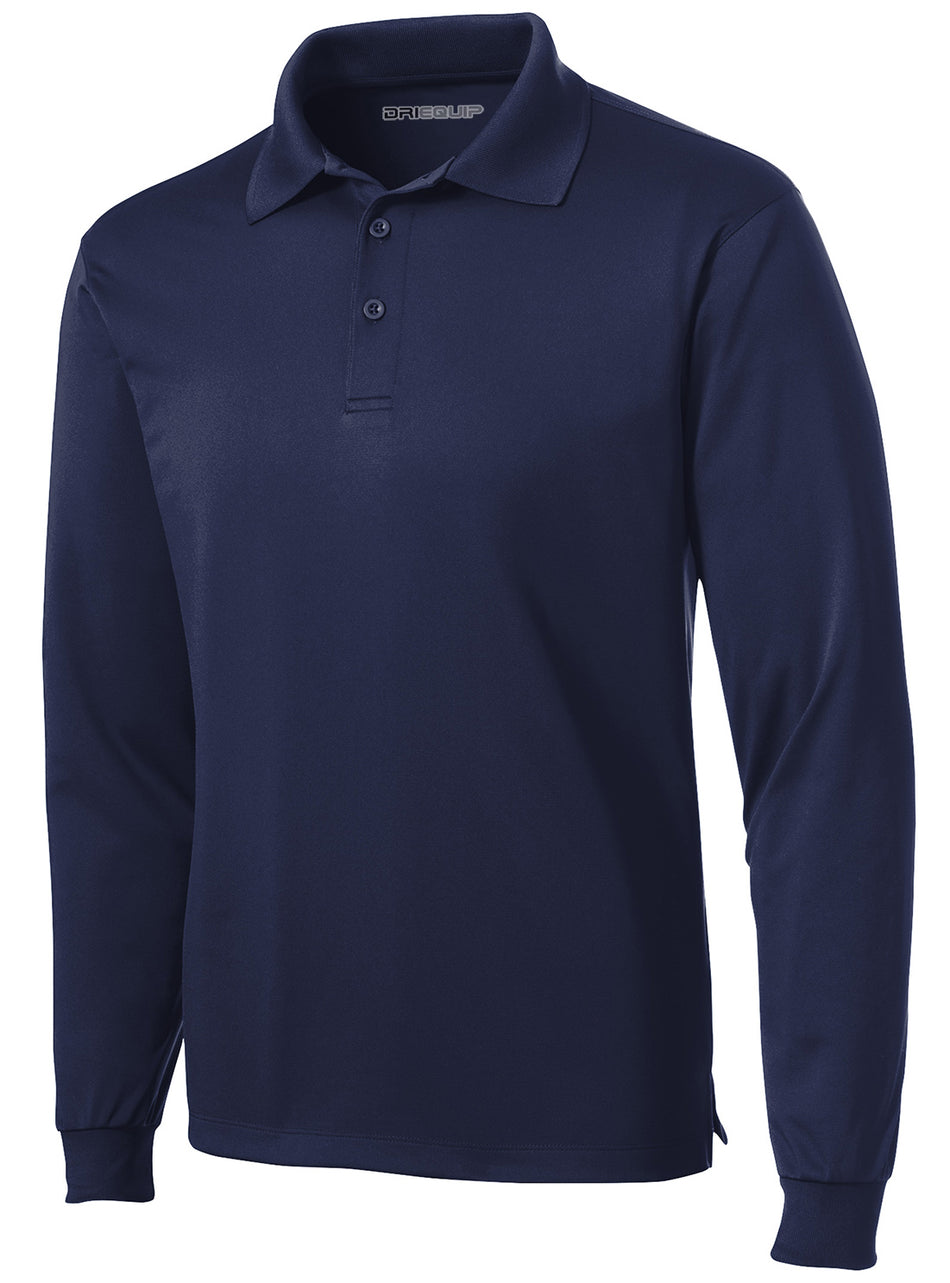 DRI-EQUIP Men's Long Sleeve Micropique Sport-Wick Polo Polos/Knits DRI-EQUIP True Navy X-Small