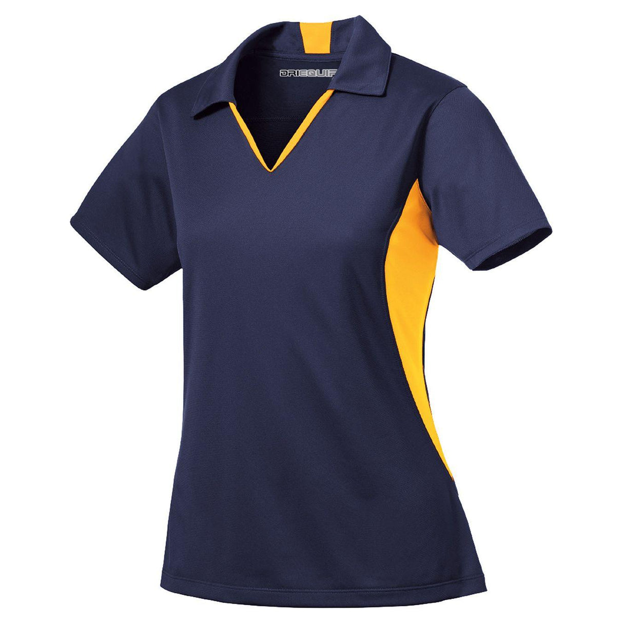 Ladies Side Blocked Micropique Sport-Wick Polo - True Navy/Gold Polos/Knits DRI-EQUIP True Navy/Gold X-Small