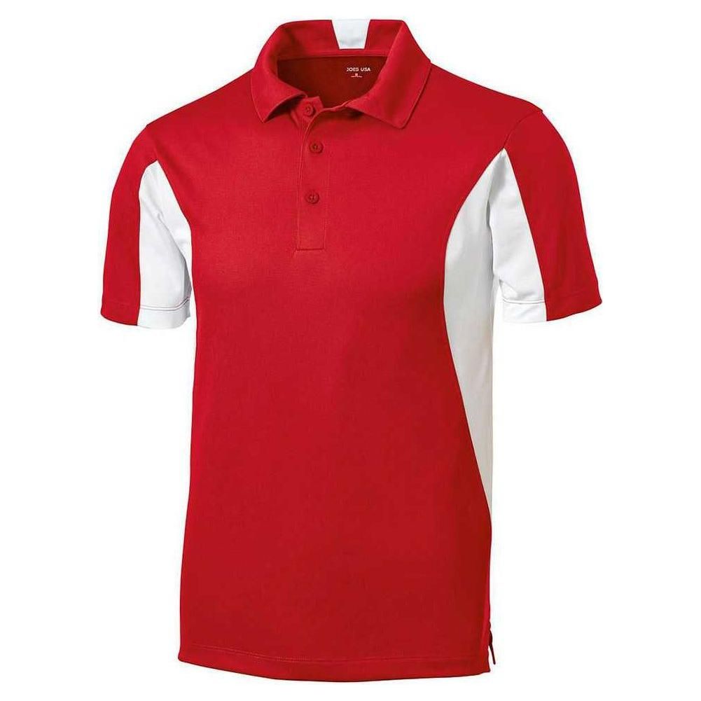 Men's Side Blocked Micropique Sport-Wick Polo - True Red/ White Polos/Knits DRI-EQUIP True Red/ White Small