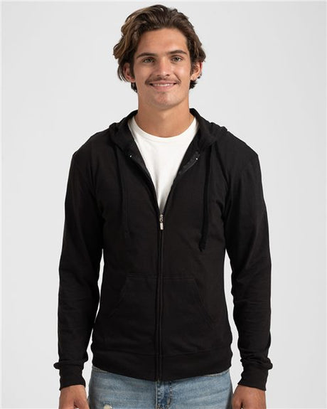 Tultex Unisex Beach Full - Zip Hooded Long Sleeve T-Shirt - Tultex 260 Black XS Long Sleeve T-Shirts