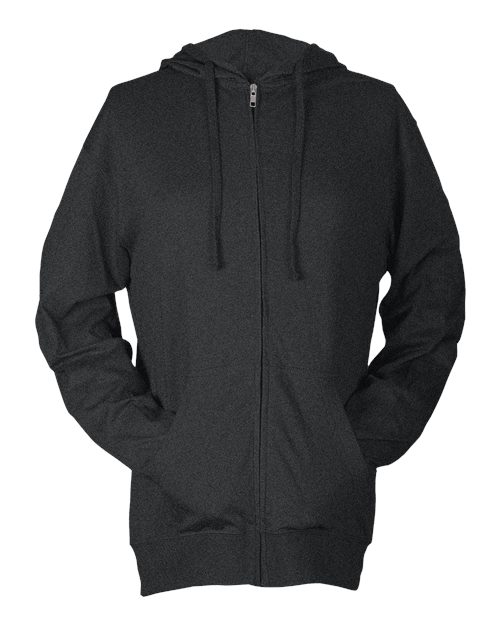Tultex Unisex Beach Full - Zip Hooded Long Sleeve T-Shirt - Tultex 260 Heather Charcoal XS Long Sleeve T-Shirts
